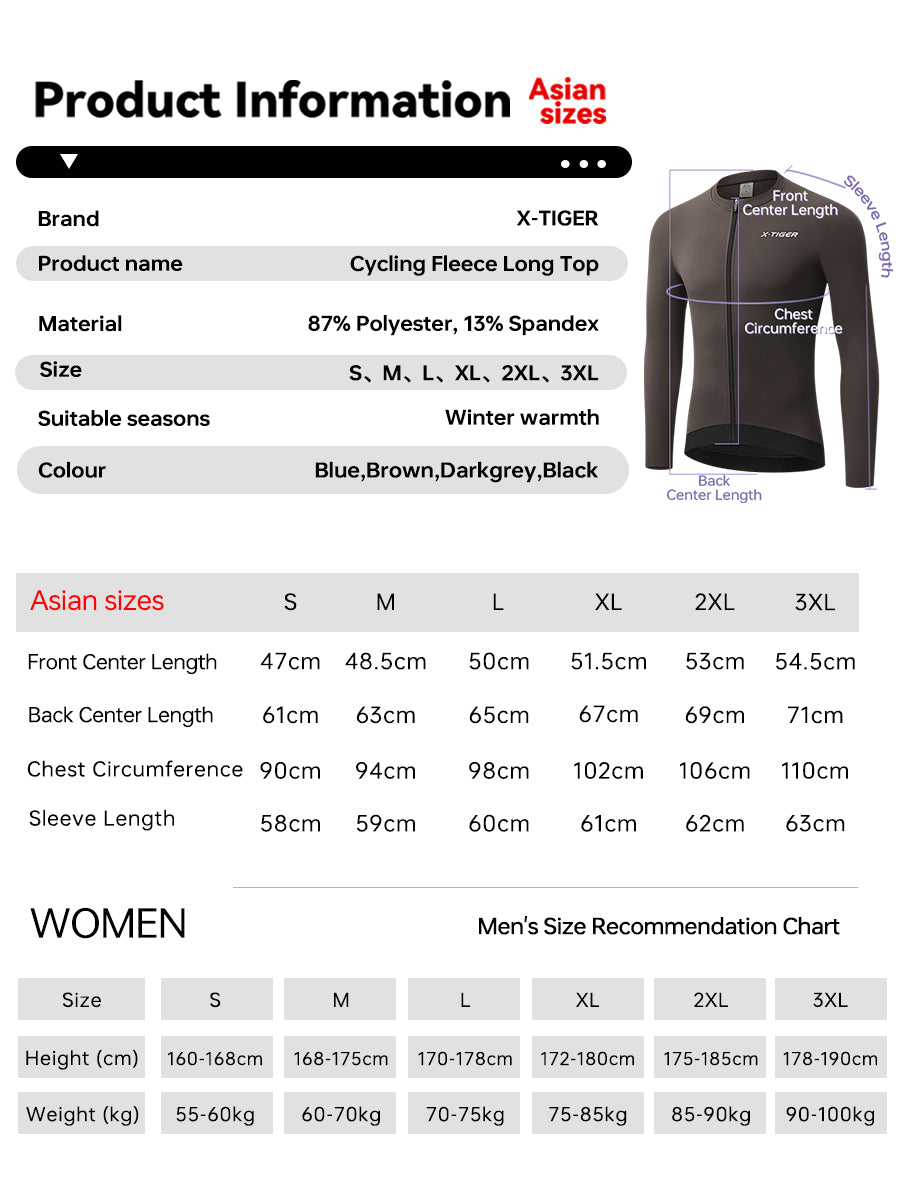 X-TIGER Men’s Thermal Fleece Long-Sleeve Jersey
