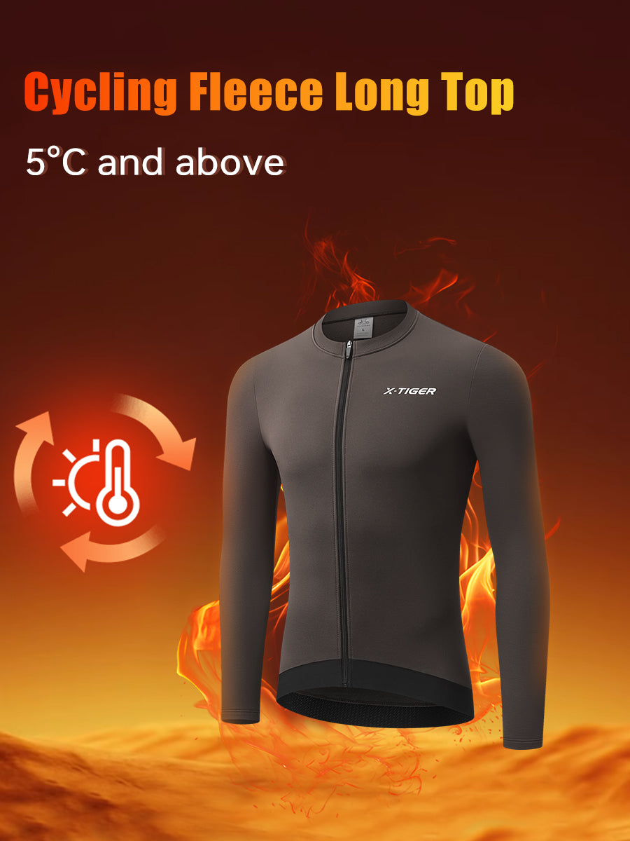 X-TIGER Men’s Thermal Fleece Long-Sleeve Jersey