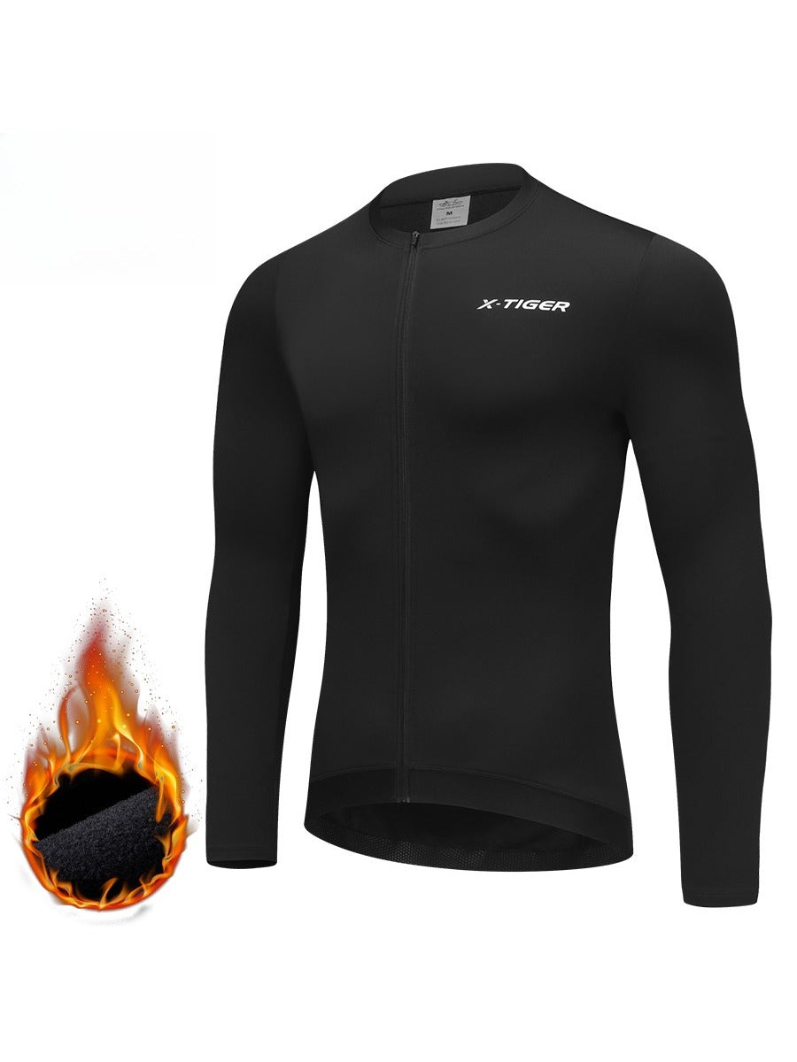 X-TIGER Men’s Innovation Fleece Lycra Long Sleeve Cycling Jersey