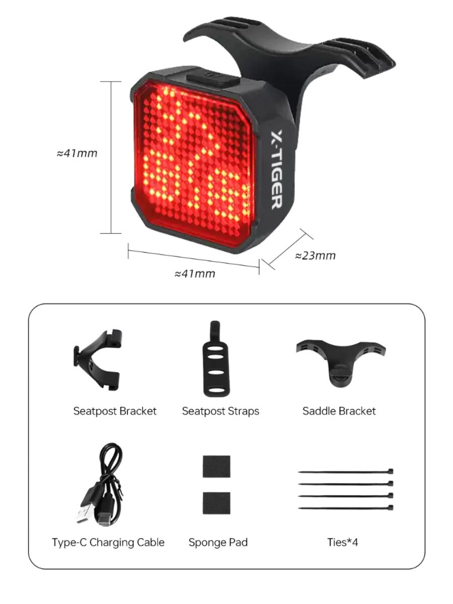 X-TIGER Cycling Tail Light IP66 Waterproof MTB Road Bicycle Light Smart Brake Sensor APP Build Mode Smart Expression Taillight