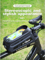 X-TIGER Bicycle Top Tube Bag Bike Phone Front Frame Bag TPU Screen Waterproof Bag for Cell Phone Under 6.7" iPhone 13,14,15 Pro