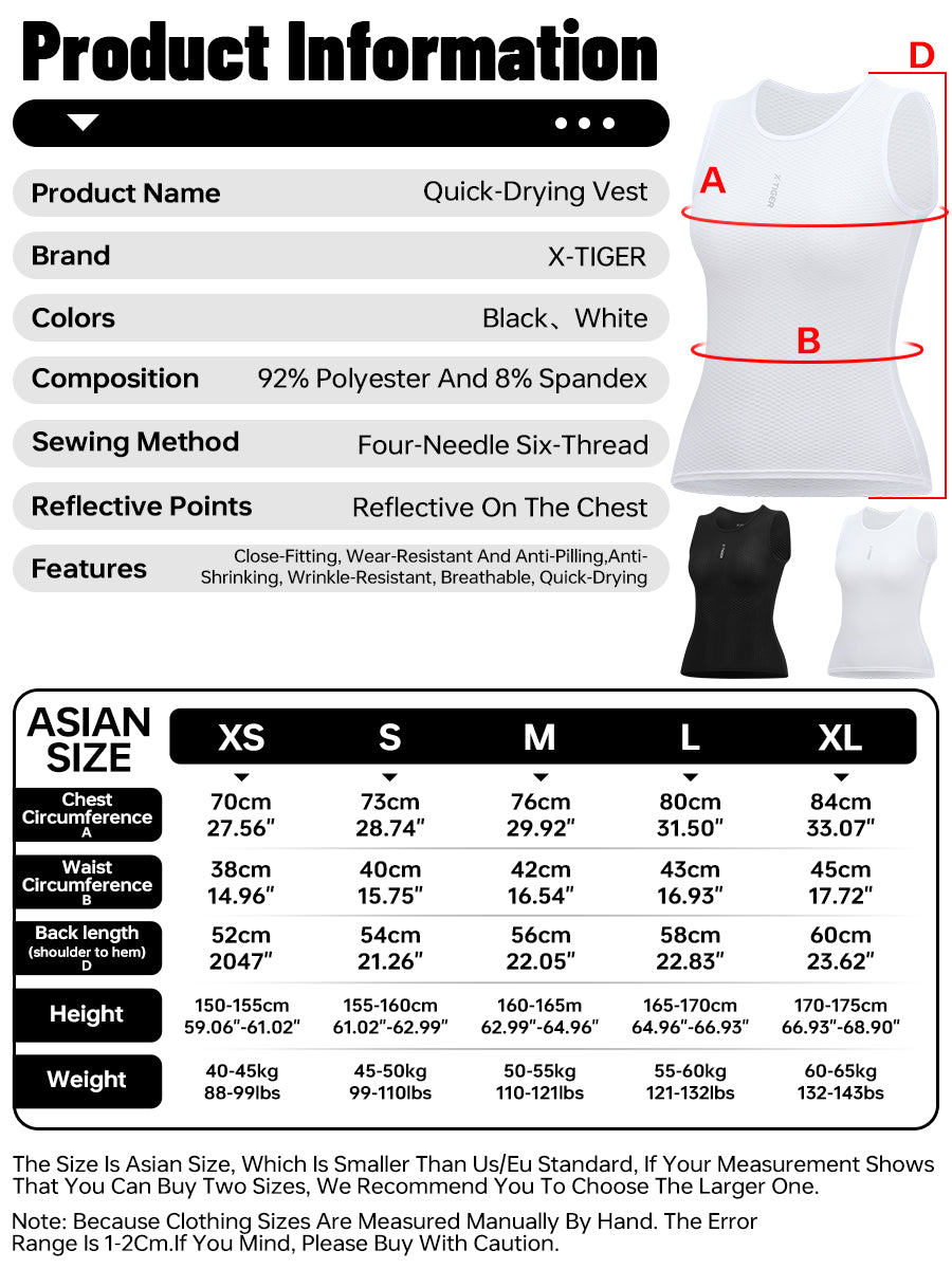 X-TIGER Women’s FIT Mesh Quick Dry Cycling Vest Base Layer