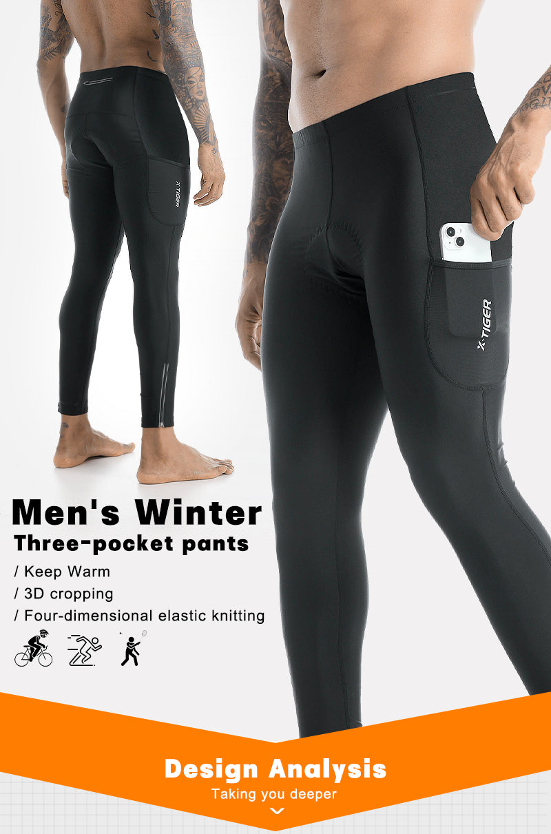 X-TIGER Men’s Windproof Fleece Lined 5D Padded Cycling Tights