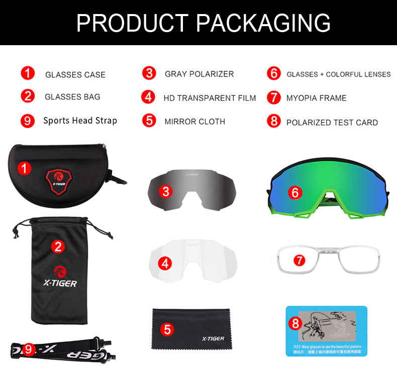 X-TIGER Cycling Sunglasses – Sports Bicycle Glasses for Men, Outdoor Riding & Cycling