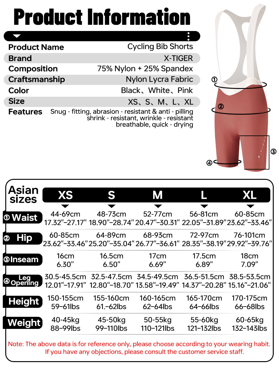 X-TIGER Women's Cycling Bib Shorts - 120D High Density Padded - Competition Value Edition