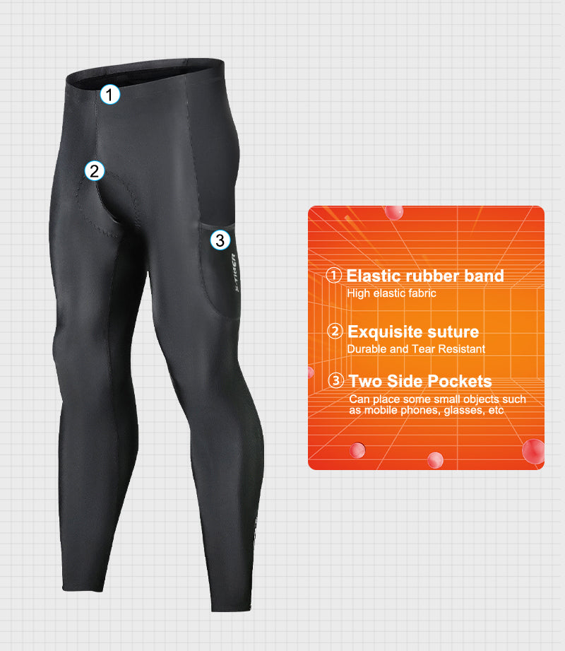 X-TIGER Men’s Windproof Fleece Lined 5D Padded Cycling Tights