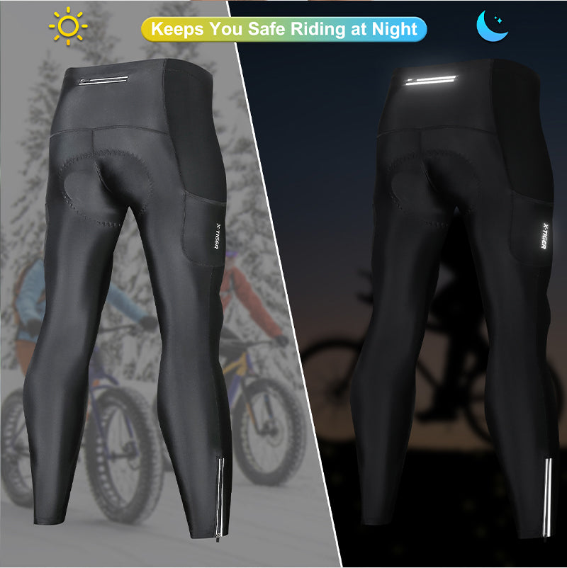 X-TIGER Men’s Windproof Fleece Lined 5D Padded Cycling Tights