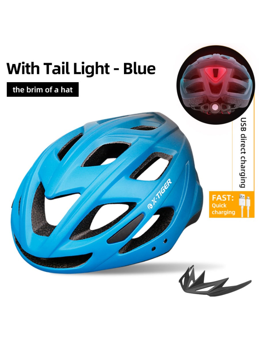 X-TIGER Bicycle Helmet MTB Cycling Helmet LED Light Outdoor Sport Helmet Road Racing Mountain Bike Helmet Rechargeable With Brim