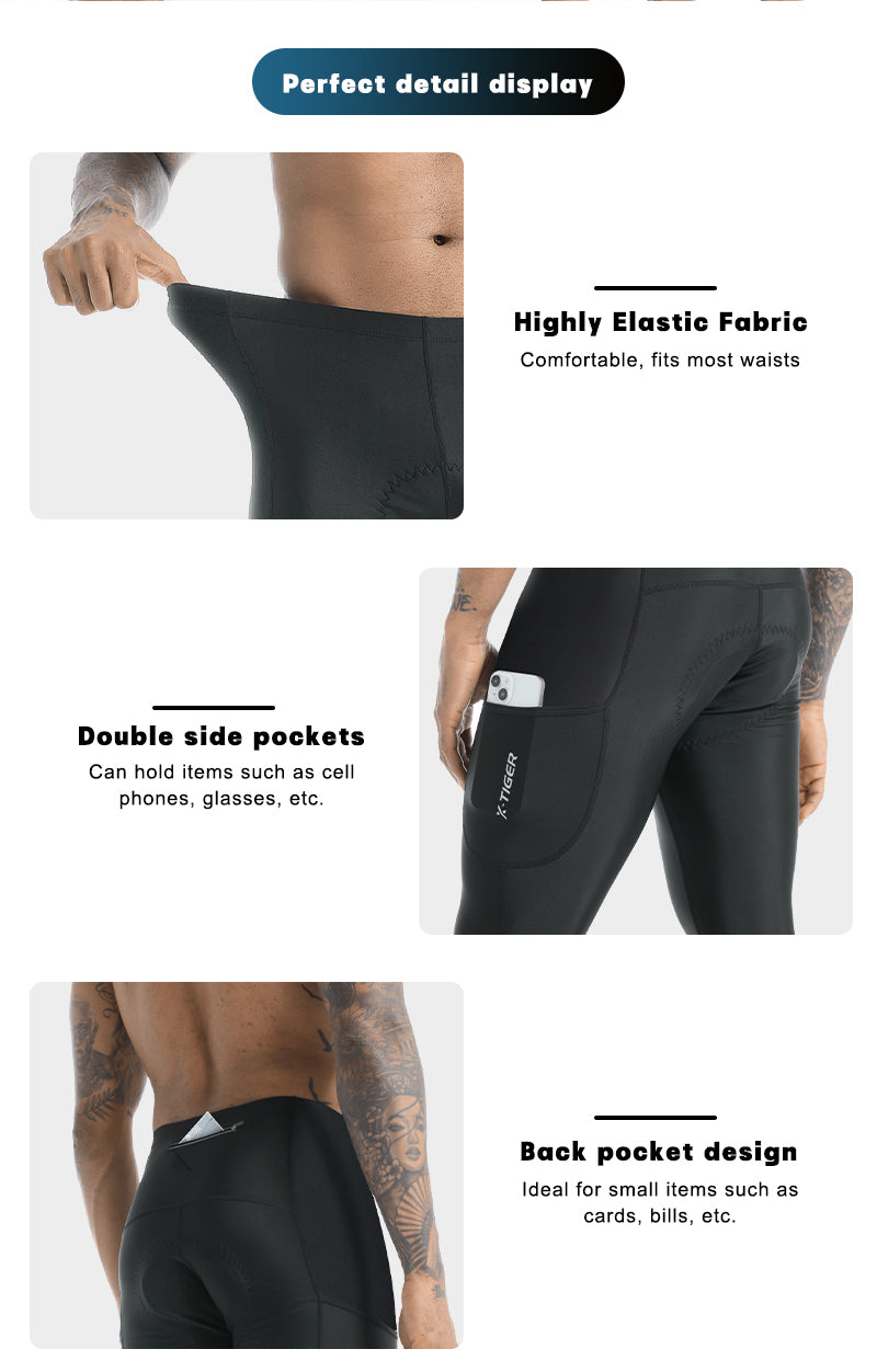X-TIGER Men’s Windproof Fleece Lined 5D Padded Cycling Tights