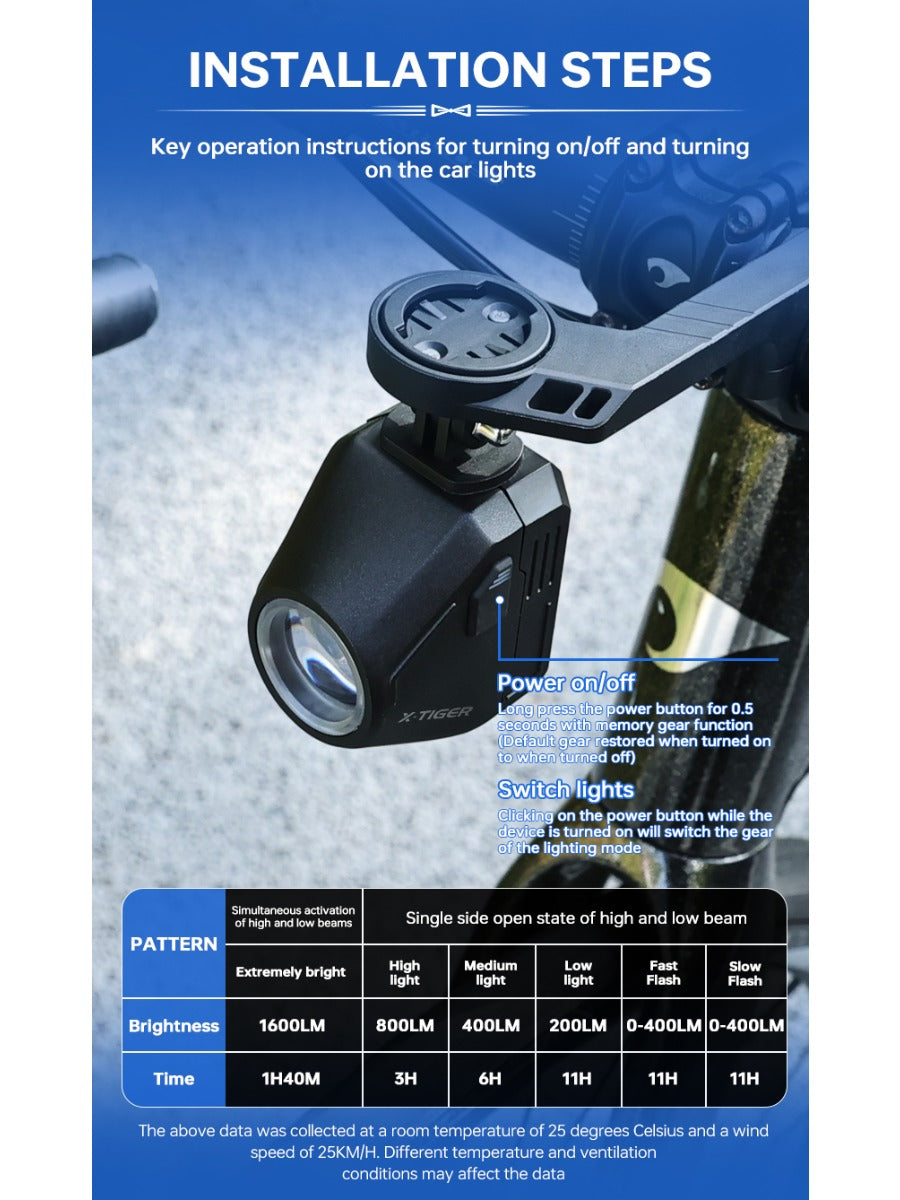 X-TIGER BIKE LIGHT High Brightness Waterproof Headlamp Tail Light Carrying Light TYPE-C MTB Road Bike Light