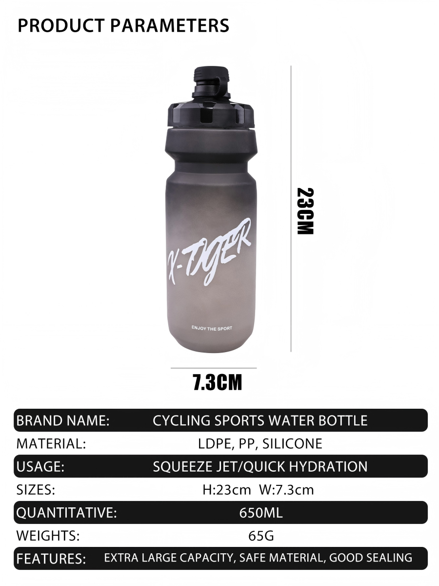 X-TIGER Sports Water Bottle 650ML Large Capacity Portable Leak Proof Bike Kettle