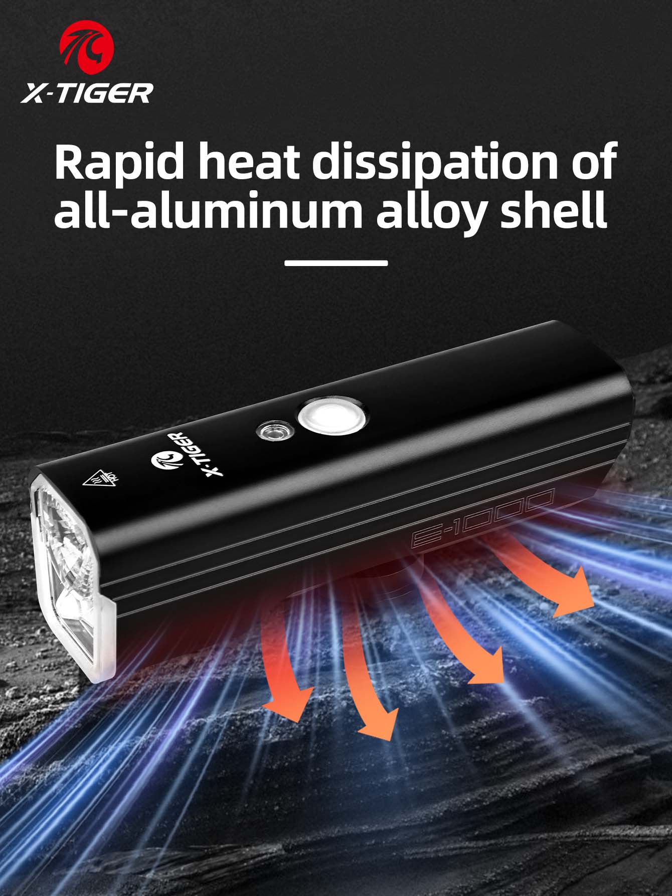 X-TIGER Bicycle Lights IPX5 Waterproof Aluminum Alloy 1000LM Bicycle Front Light Compact Portable Flashlight