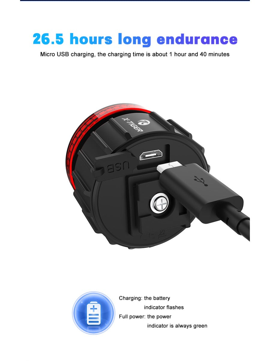 X-TIGER Bike Rear Light Smart Brake Sensing Light Bicycle Tail Light IPX6 Waterproof LED Charging Taillight
