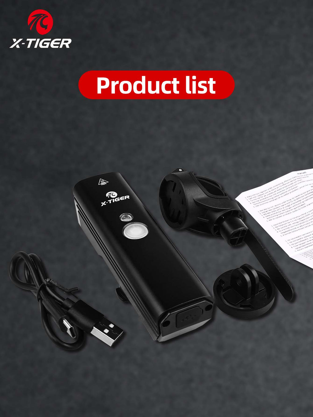 X-TIGER Bicycle Lights IPX5 Waterproof Aluminum Alloy 1000LM Bicycle Front Light Compact Portable Flashlight