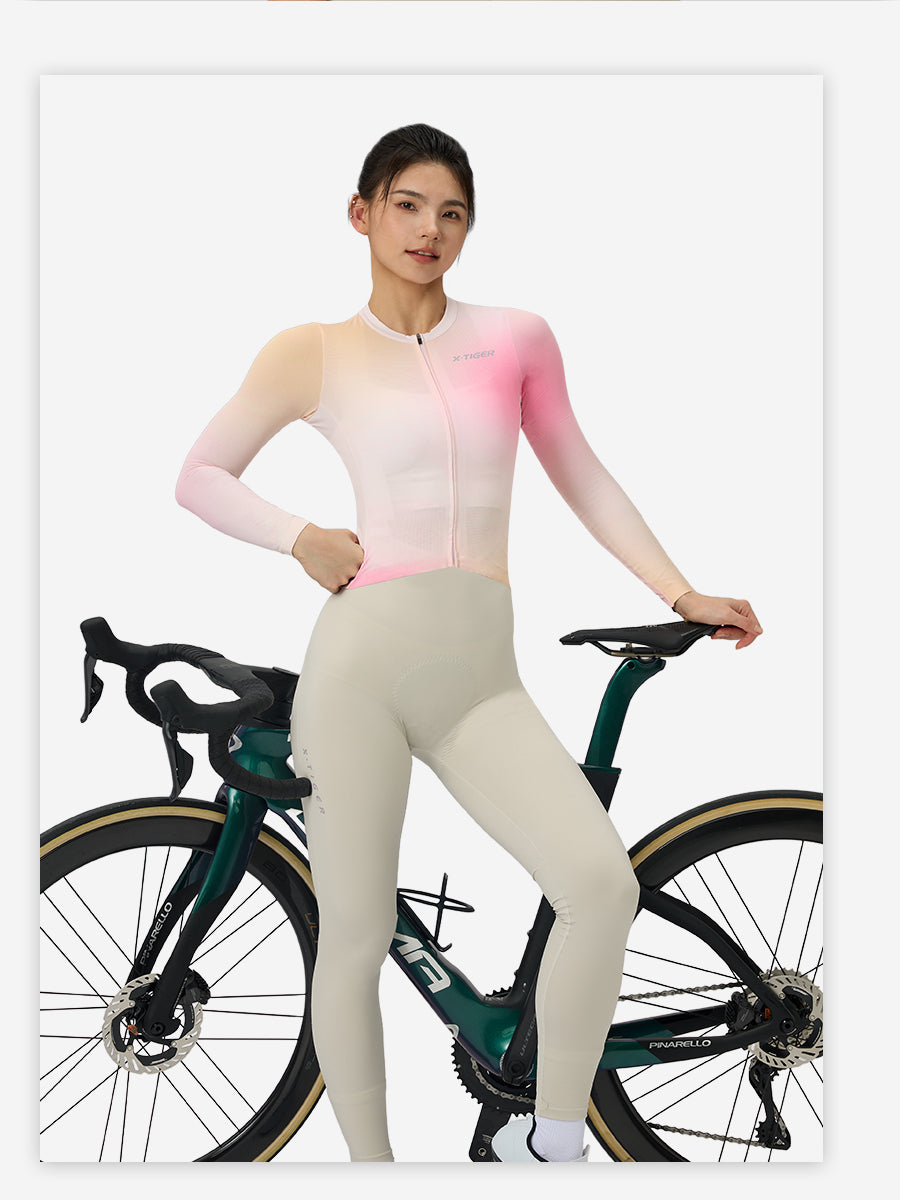X-TIGER Women's FIT Long Sleeve Cycling Jersey | YKK Zipper Bike Top