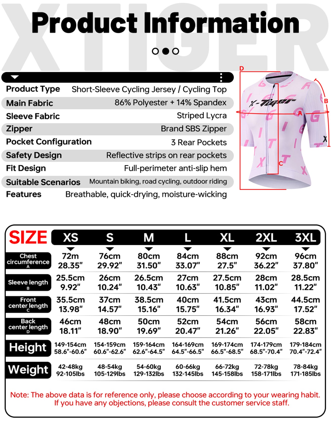 X-TIGER Women’s Advanced Pro Classic Short Sleeve Cycling Jersey