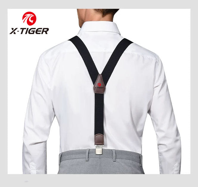 X-TIGER Adjustable Cycling Suspenders with Anti-Slip Strong Grip Clips
