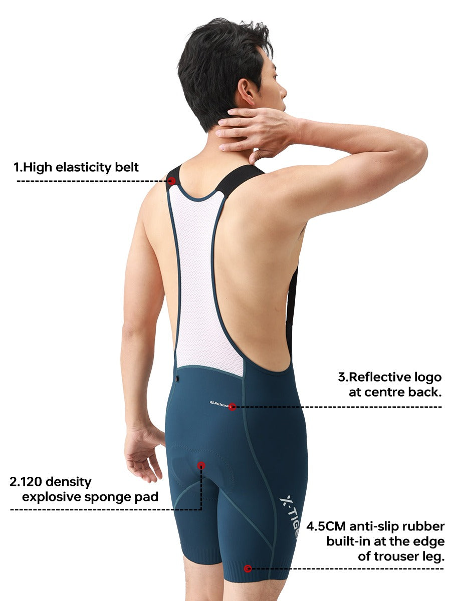 X-TIGER Men's Pro Cycling Bib Shorts | 120D Padded 8-Hour Long