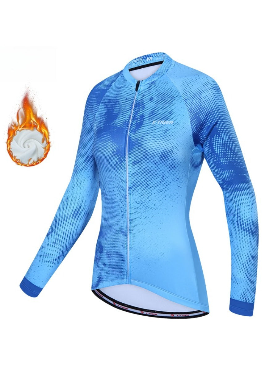 X-TIGER Women’s Pro classic Fleece Lycra Long Sleeve Cycling Jersey