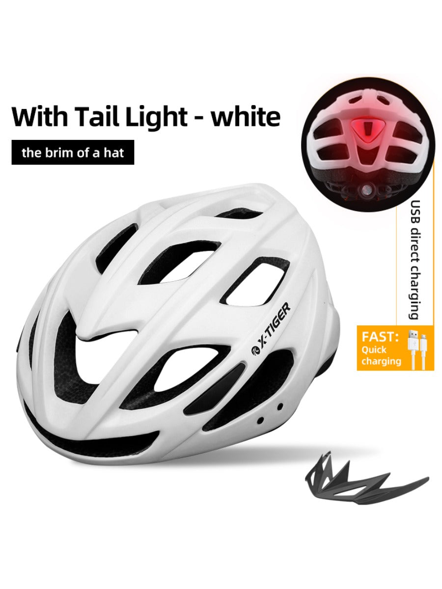 X-TIGER Bicycle Helmet MTB Cycling Helmet LED Light Outdoor Sport Helmet Road Racing Mountain Bike Helmet Rechargeable With Brim
