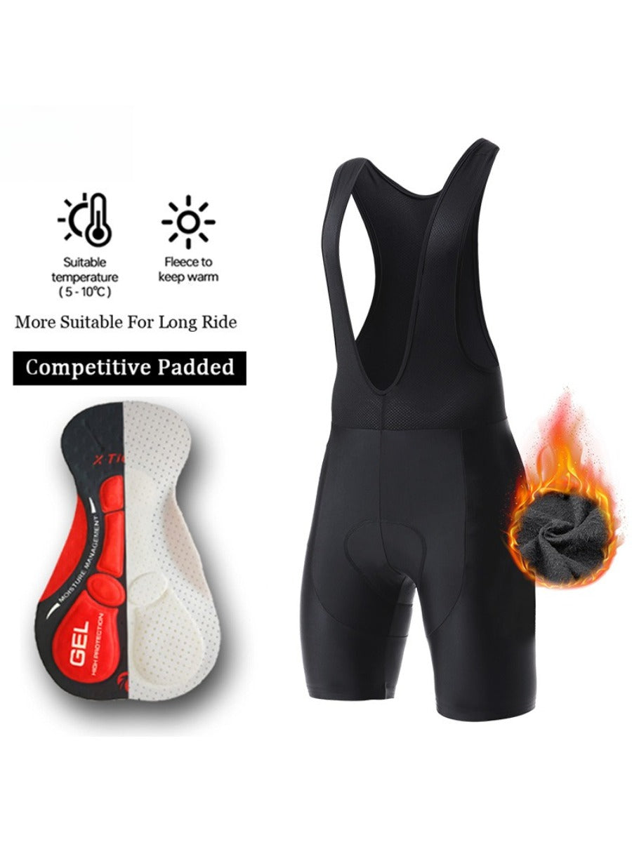 X-TIGER Men’s Fleece Padded Cycling Bib Shorts