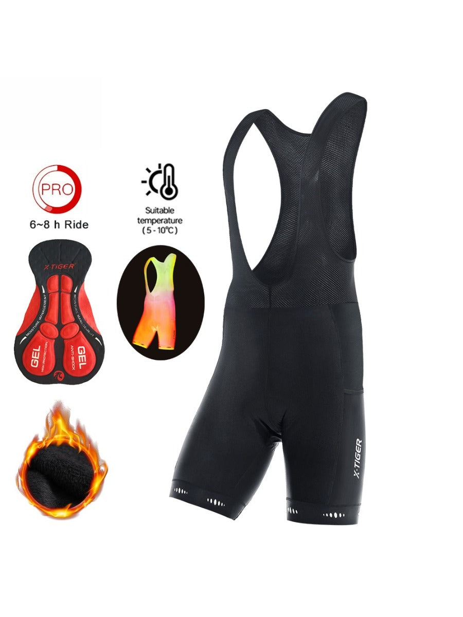 X-TIGER Men’s Fleece Padded Cycling Bib Shorts