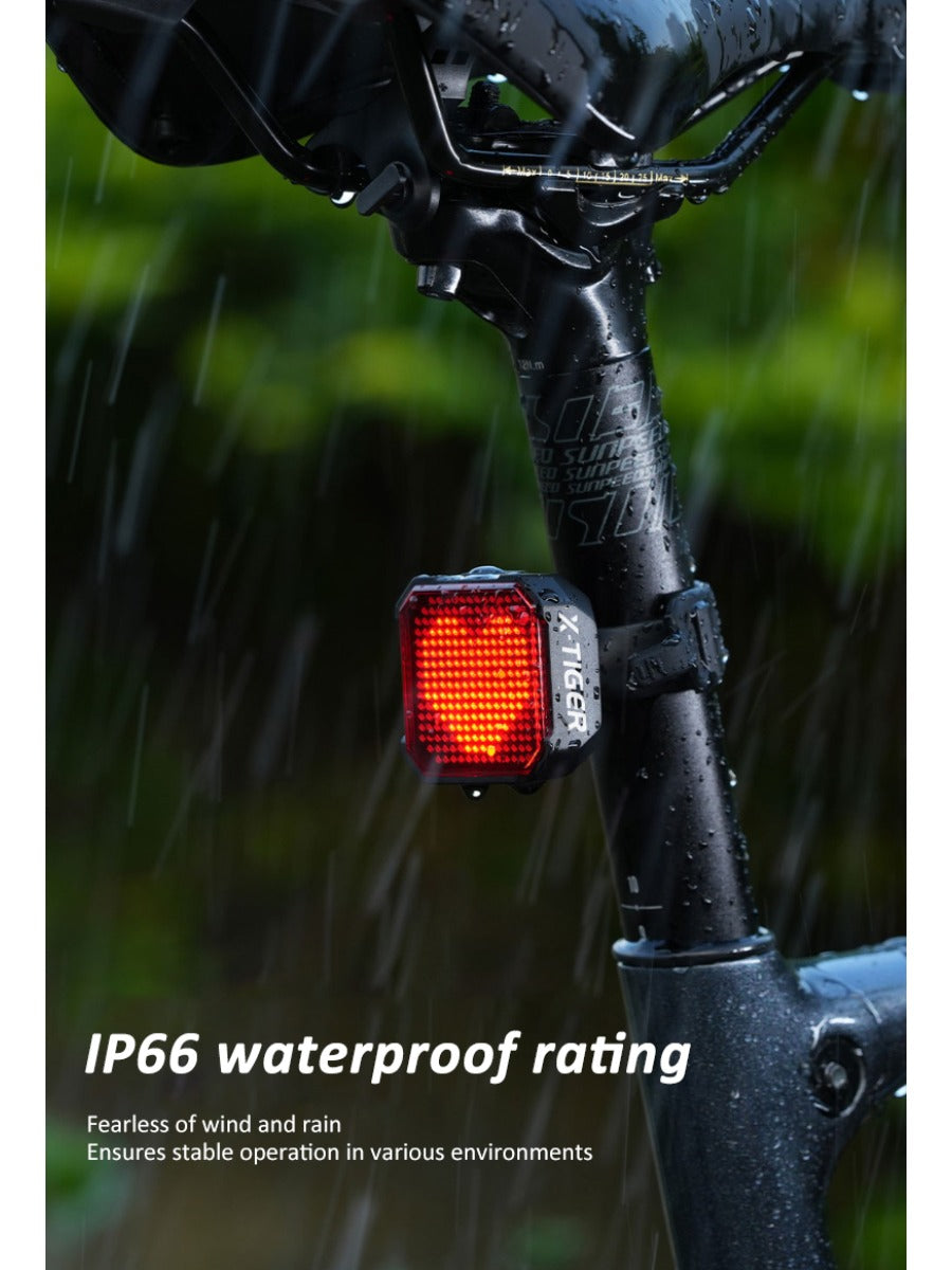X-TIGER Cycling Tail Light IP66 Waterproof MTB Road Bicycle Light Smart Brake Sensor APP Build Mode Smart Expression Taillight