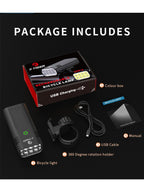 X-TIGER Bike Light Set Powerful USB Rechargeable Bright 10000mAh Bicycle Front Lights IPX5 Waterproof Front Lamp