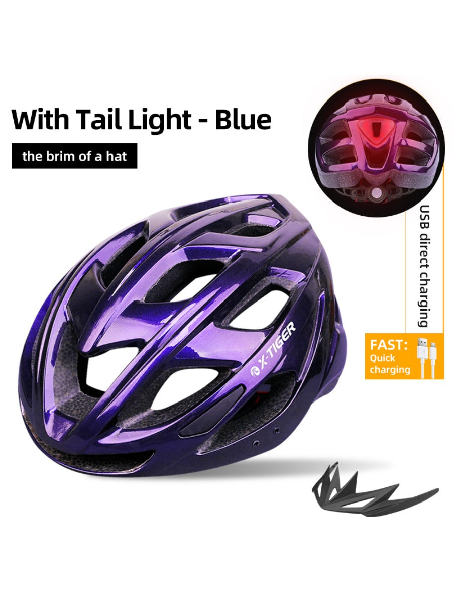 X-TIGER Bicycle Helmet MTB Cycling Helmet LED Light Outdoor Sport Helmet Road Racing Mountain Bike Helmet Rechargeable With Brim
