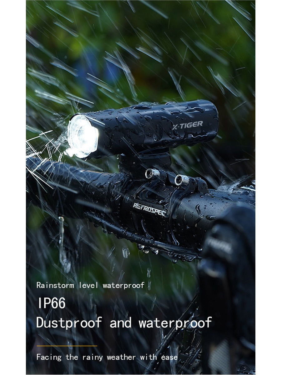 X-TIGER Bicycle Light IP66 Rainproof Bike Flashlight Type-C Rechargeable MTB Road Bike Front Lamp