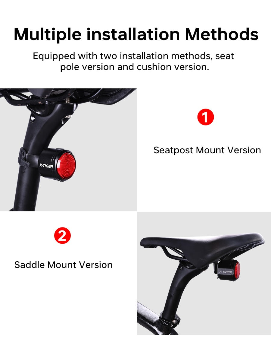 X-TIGER Bike Rear Light High Brightness Smart Brake Sensing Light IPX6 Waterproof LED Charging Taillight