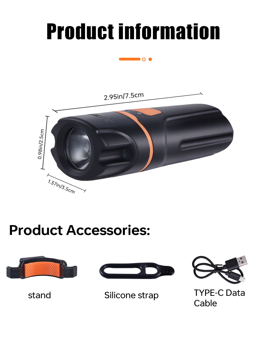 X-TIGER Bicycle front lamp High Brightness Lightweight Bike Light Type-C Rechargeable 6 Modes Night Cycling Front Flashlig