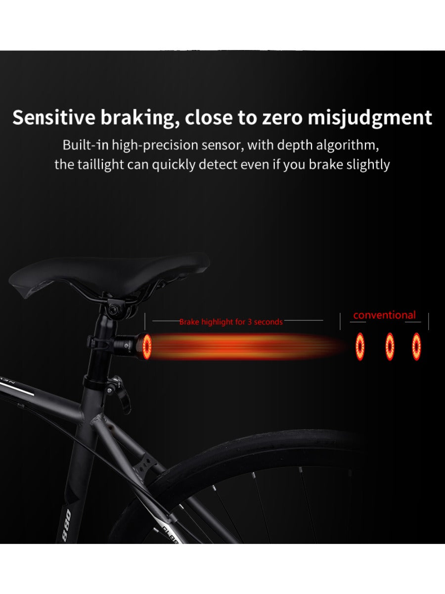 X-TIGER Road Bike Rear Light Smart Brake Sensor Light Bike Tail Light IPX6 Waterproof Rechargeable Tail Light
