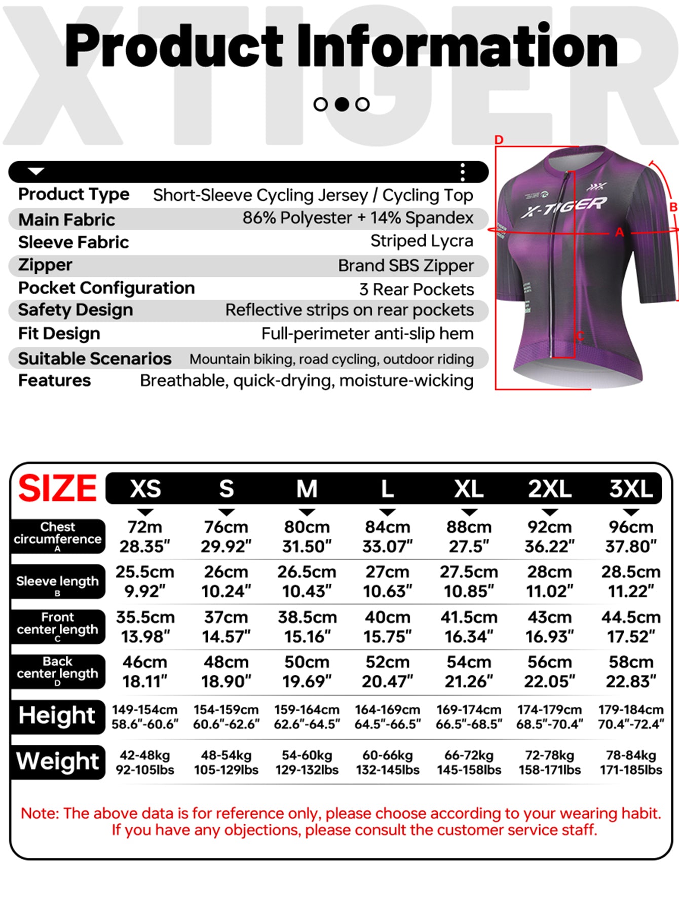 X-TIGER Women’s Advanced Pro Classic Short Sleeve Cycling Jersey