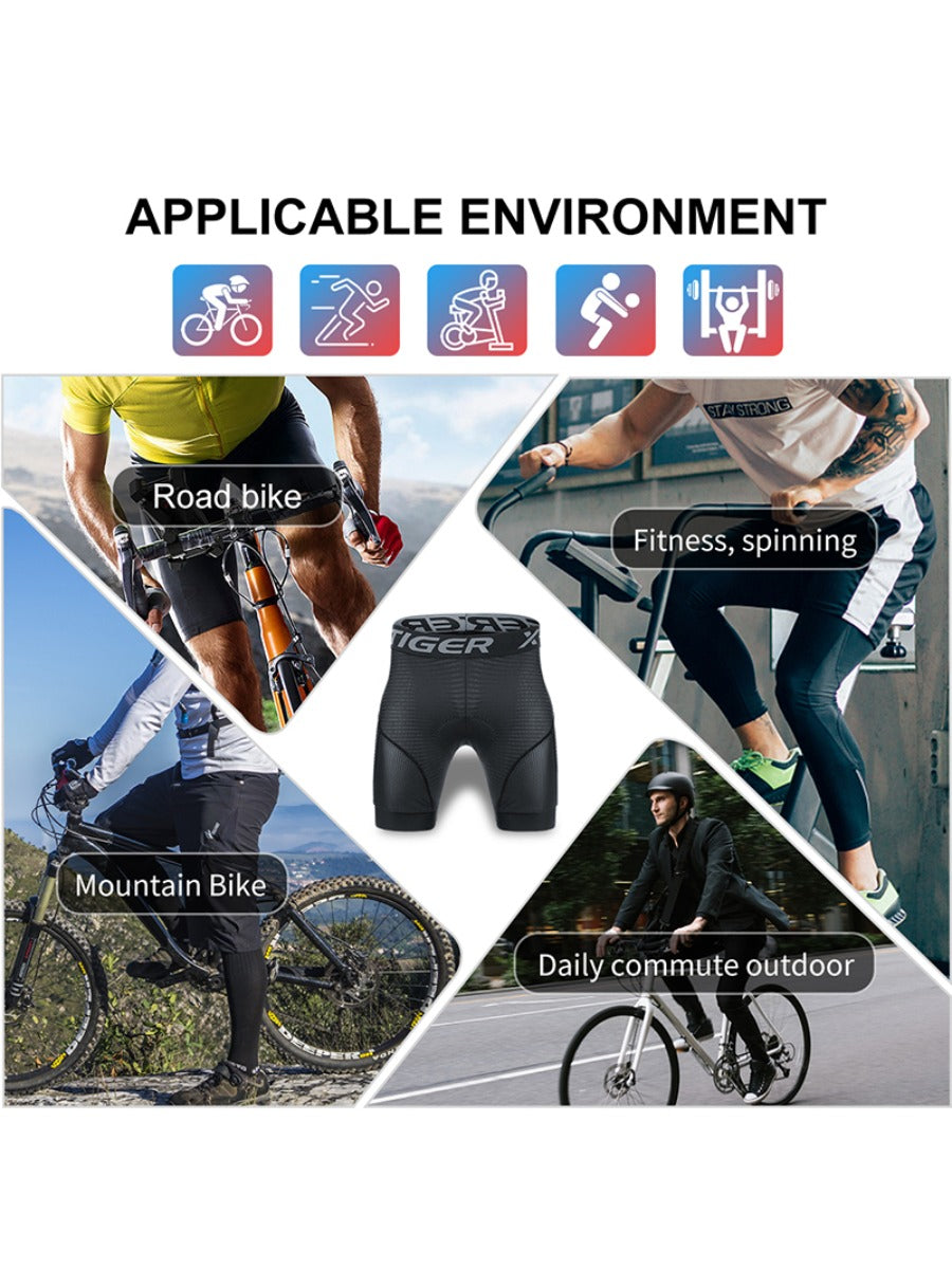 X-TIGER Men’s High-Waist Cycling Underwear with Anti-Slip Leg Grips