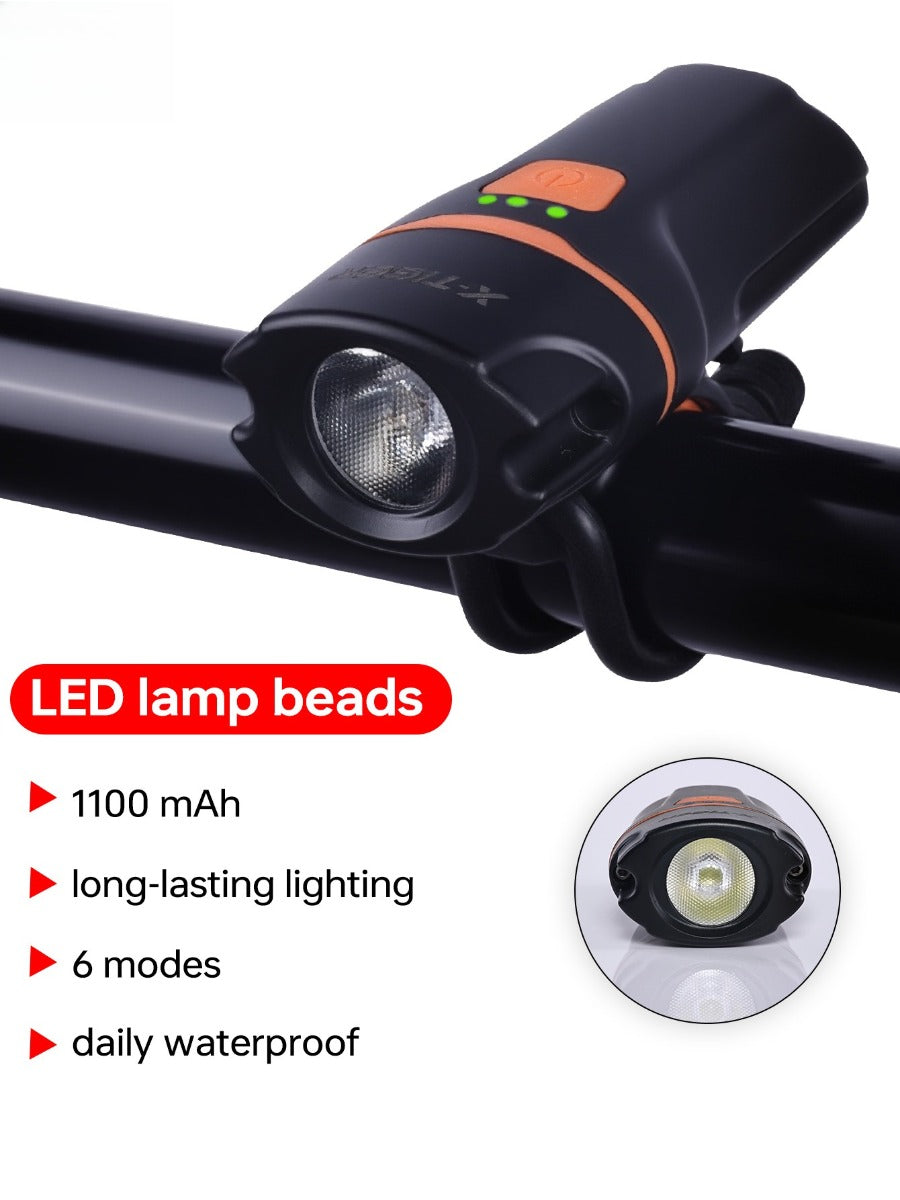 X-TIGER Bicycle front lamp High Brightness Lightweight Bike Light Type-C Rechargeable 6 Modes Night Cycling Front Flashlig