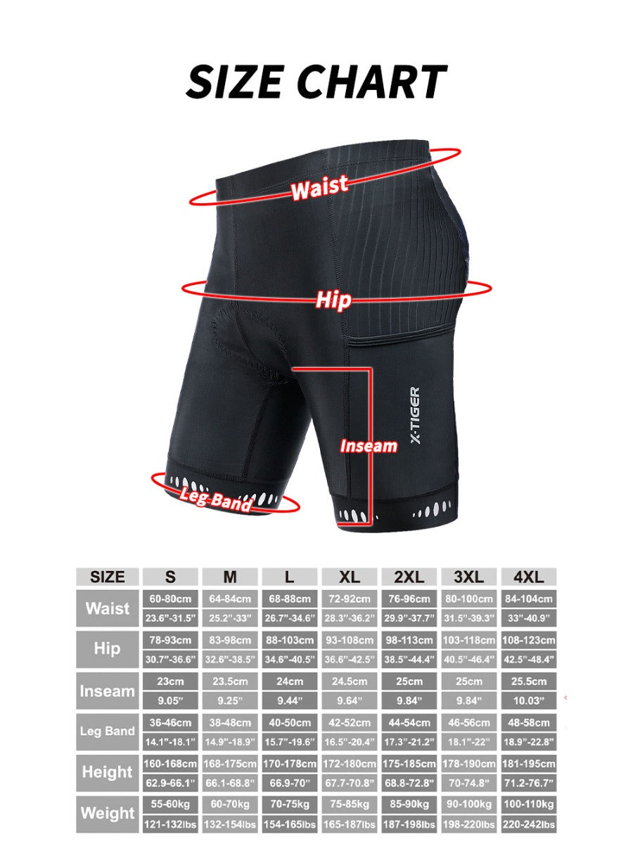 X-TIGER Men’s 3-Pocket Cycling Shorts