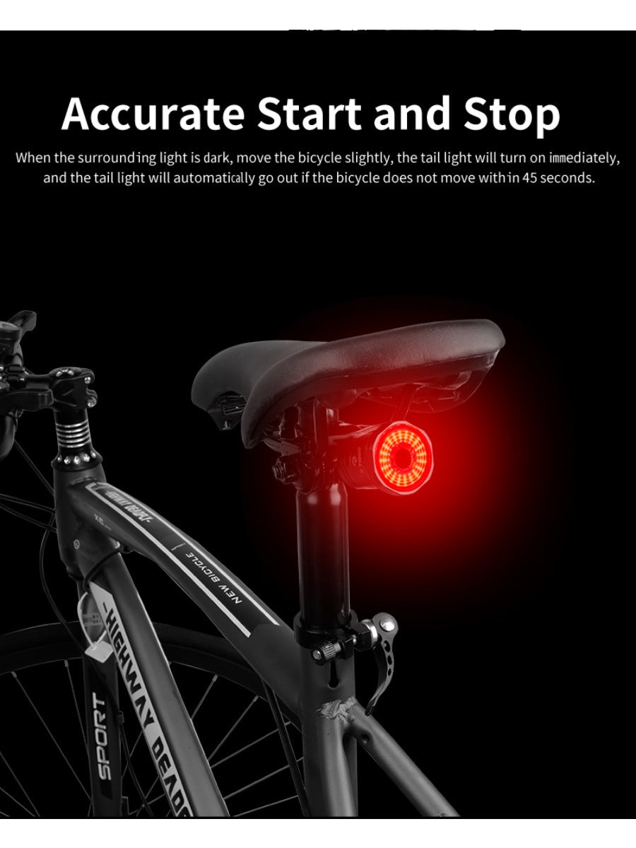 X-TIGER Road Bike Rear Light Smart Brake Sensor Light Bike Tail Light IPX6 Waterproof Rechargeable Tail Light