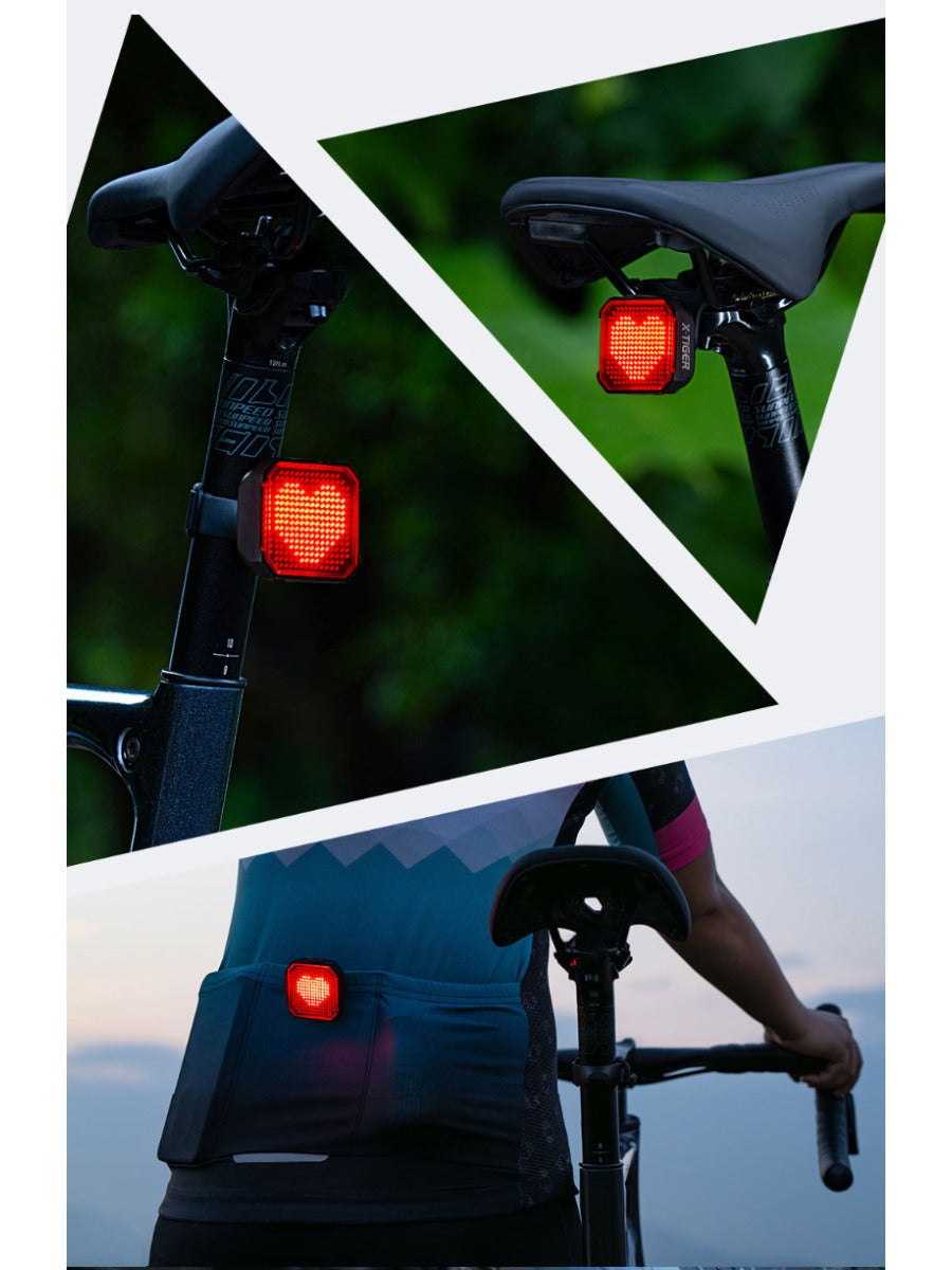 X-TIGER Cycling Tail Light IP66 Waterproof MTB Road Bicycle Light Smart Brake Sensor APP Build Mode Smart Expression Taillight