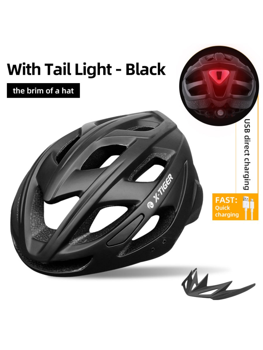 X-TIGER Bicycle Helmet MTB Cycling Helmet LED Light Outdoor Sport Helmet Road Racing Mountain Bike Helmet Rechargeable With Brim