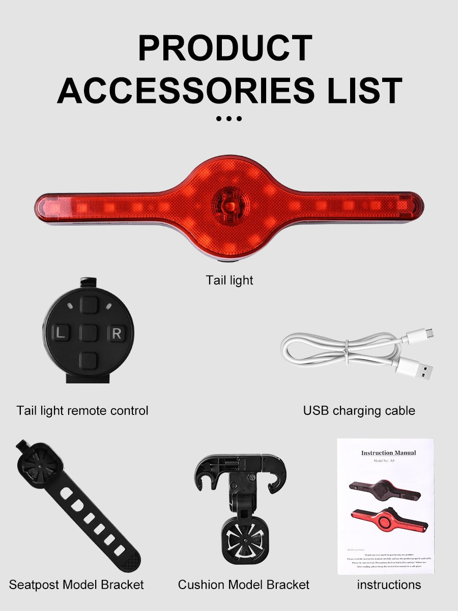 Bicycle Tail Light Multi-mode Alarm Intelligent Tail Light Rechargeable Remote Tail Light Cycling Warning Lights Night Lights