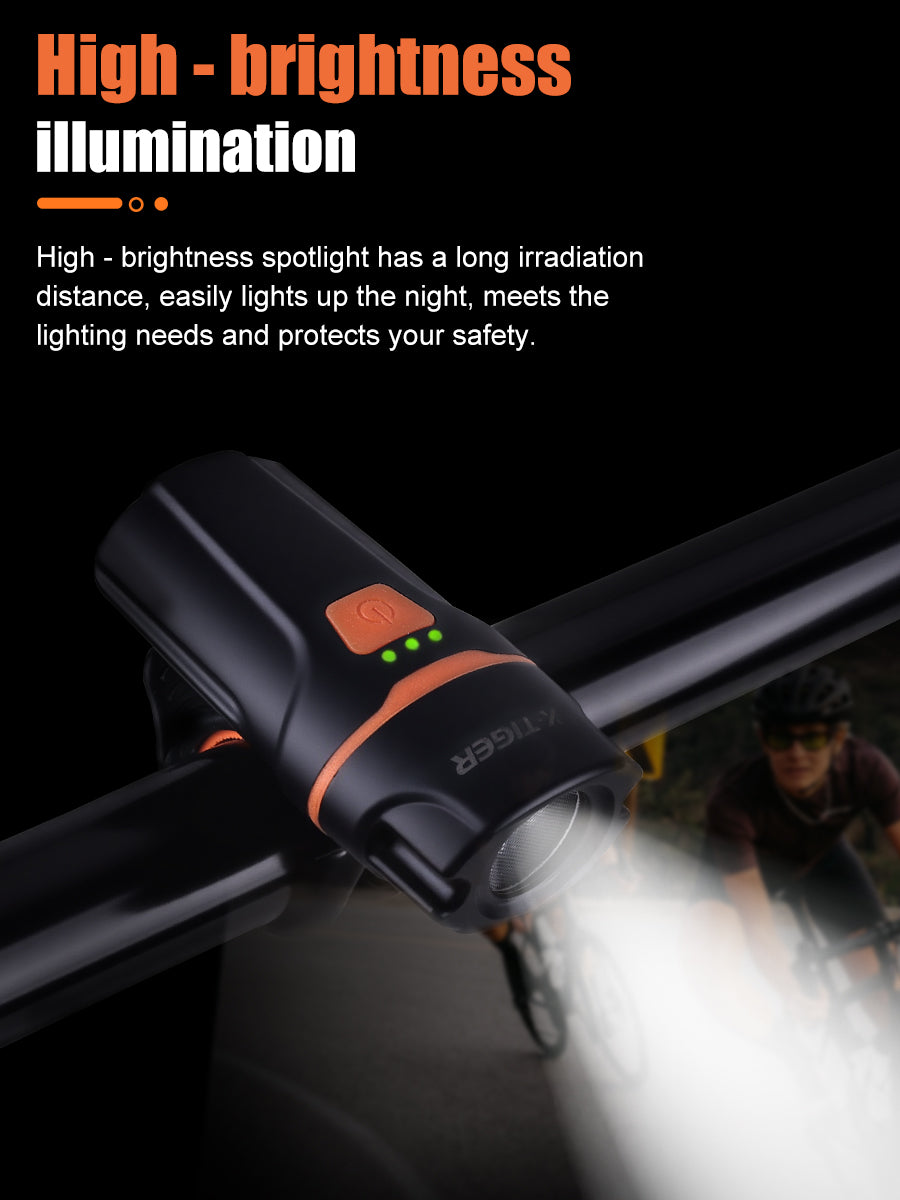 X-TIGER Bicycle front lamp High Brightness Lightweight Bike Light Type-C Rechargeable 6 Modes Night Cycling Front Flashlig