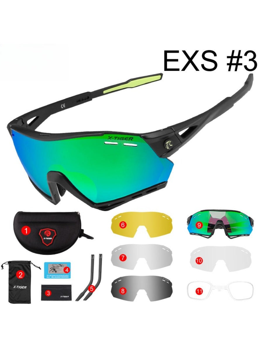 X-TIGER Photochromic Cycling Sunglasses 5 Lens UV400 Mountain Bike Glasses Men Outdoor Sports Cycling Goggles With Myopia Frame