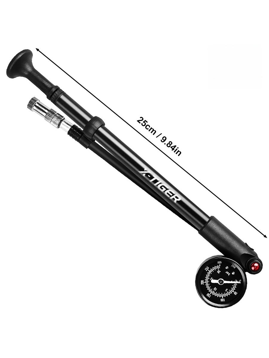 X-TIGER 25cm Shock Pump 300PSI Bicycle Manual Air Pump with Gauge for MTB Fork & Rear Suspension