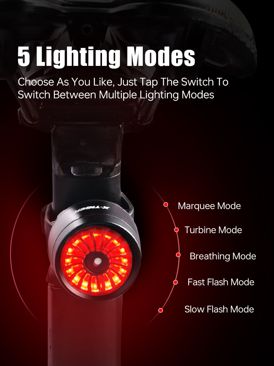 X-TIGER Bike Rear Light High Brightness Smart Brake Sensing Light