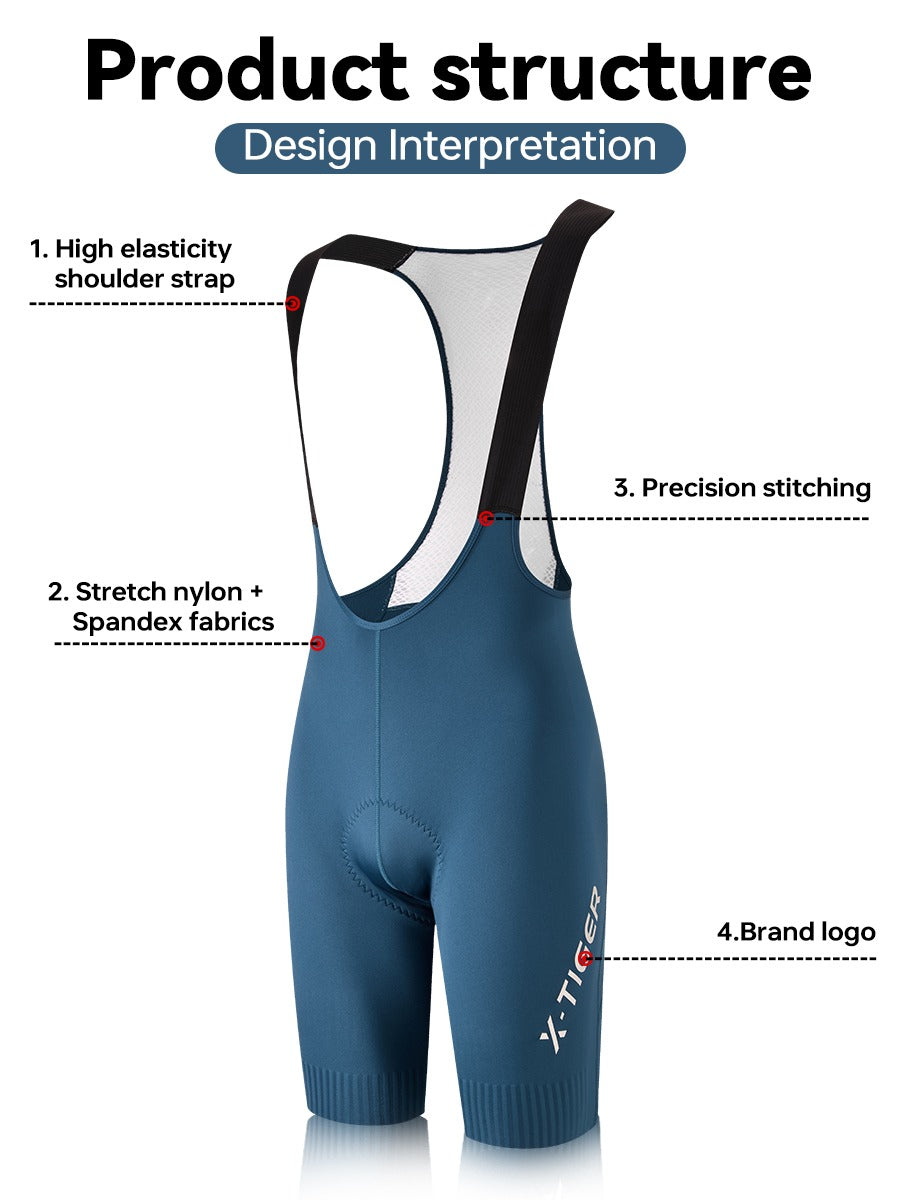 X-TIGER Men's Pro Cycling Bib Shorts | 120D Padded 8-Hour Long