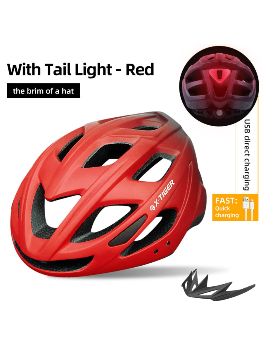 X-TIGER Bicycle Helmet MTB Cycling Helmet LED Light Outdoor Sport Helmet Road Racing Mountain Bike Helmet Rechargeable With Brim
