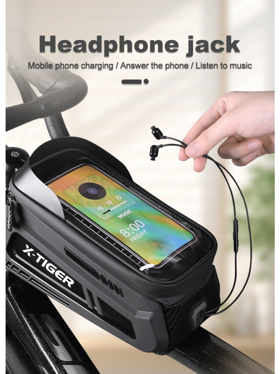 X-TIGER Bicycle Top Tube Bag Bike Phone Front Frame Bag TPU Screen Waterproof Bag for Cell Phone Under 6.7" iPhone 13,14,15 Pro
