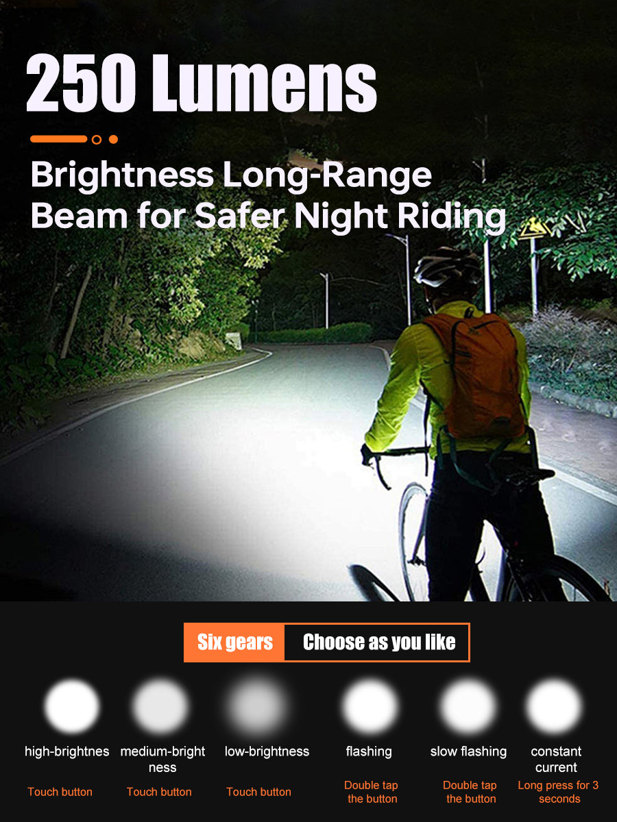 X-TIGER Bicycle front lamp High Brightness Lightweight Bike Light Type-C Rechargeable 6 Modes Night Cycling Front Flashlig