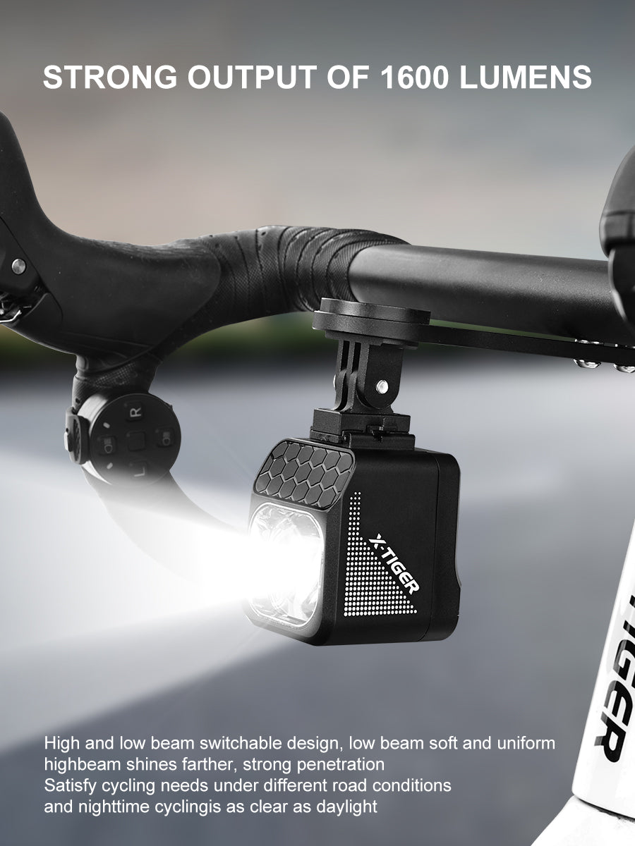 X-TIGER 1600 LM Bicycle Light High Low Beam Night Riding Headlight GoPro Hanging Wireless Remote Control MTB Road Bicycle Lights
